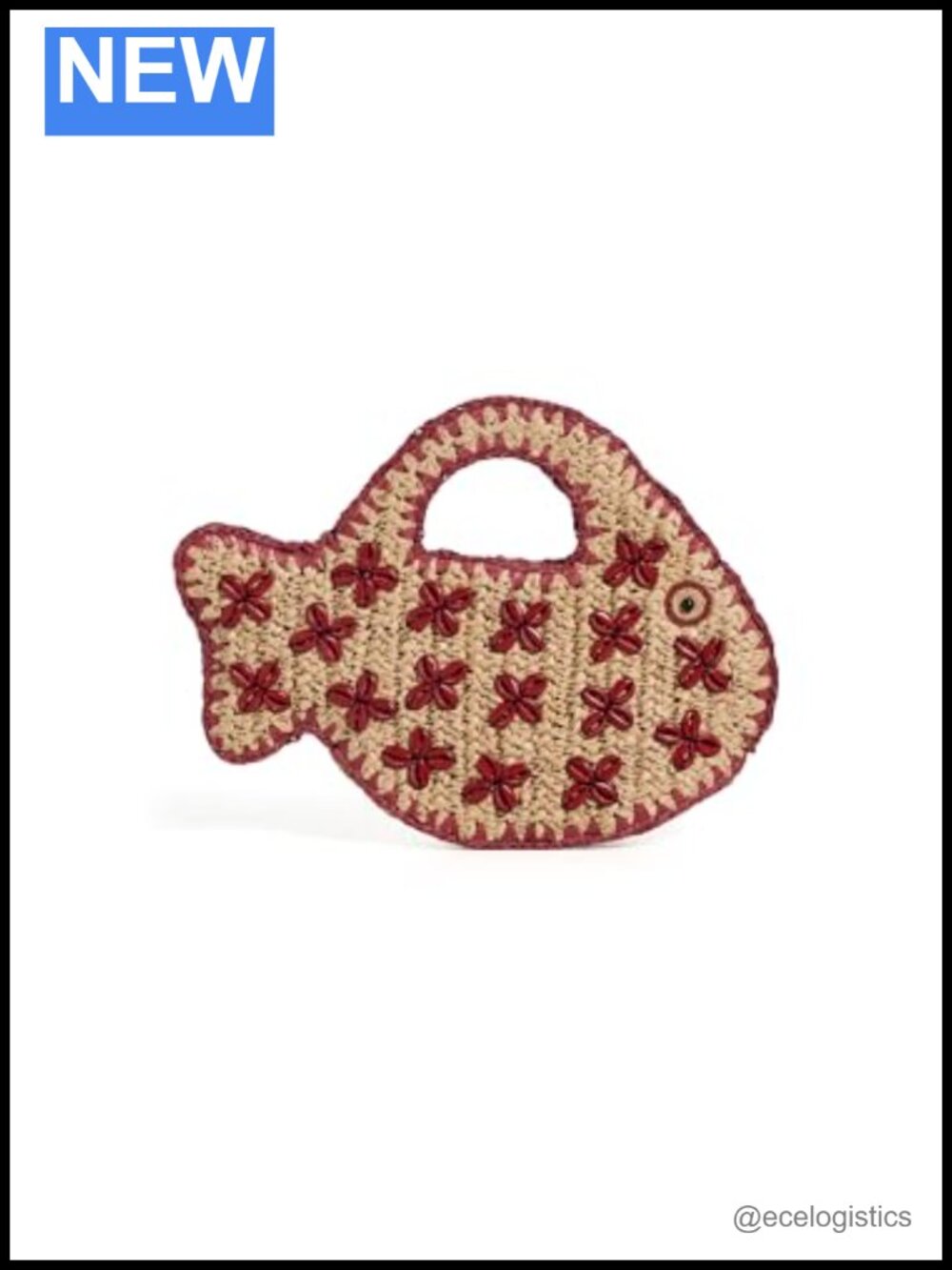 SIMONMILLER Puka Fish Bag Raffia Straw Clutch Magnetic Closure